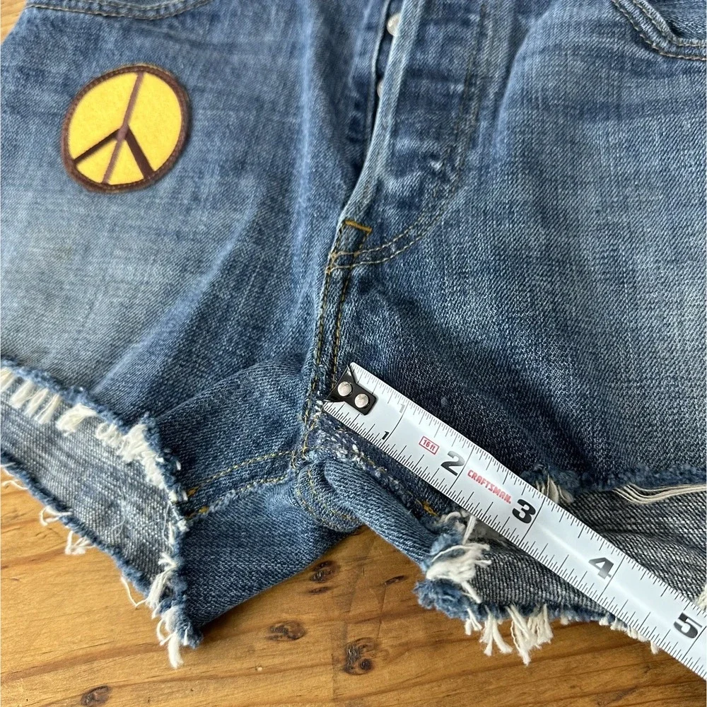 RE/DONE Levi's x Ford Jean Shorts 26 Patches Indigo Reconstructed Retail‎ $350